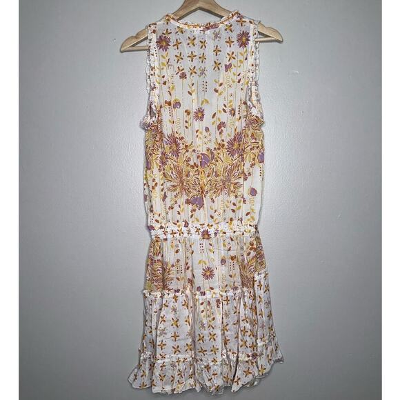Poupette St. Barth Clara V Mini Dress White/Orange Rivera Medium Synch Waist - Picture 9 of 10